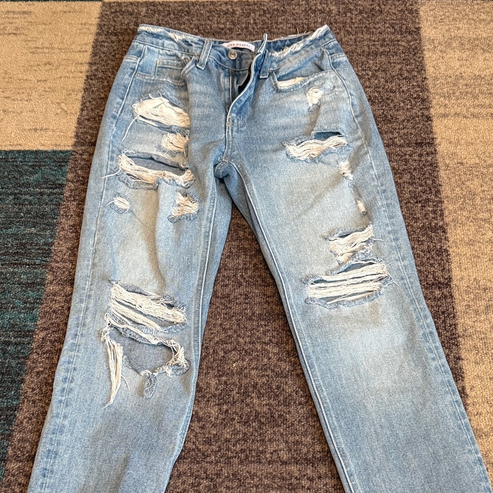 Flying Monkey Light Blue Distressed Boyfriend Jeans